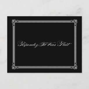 Black & White Poster Style Wedding RSVP Postcard