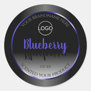 Black White Product Label Shimmery Blue Frame Logo