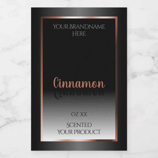 Black White Product Label Shimmery Rose Gold Frame (Single Label)