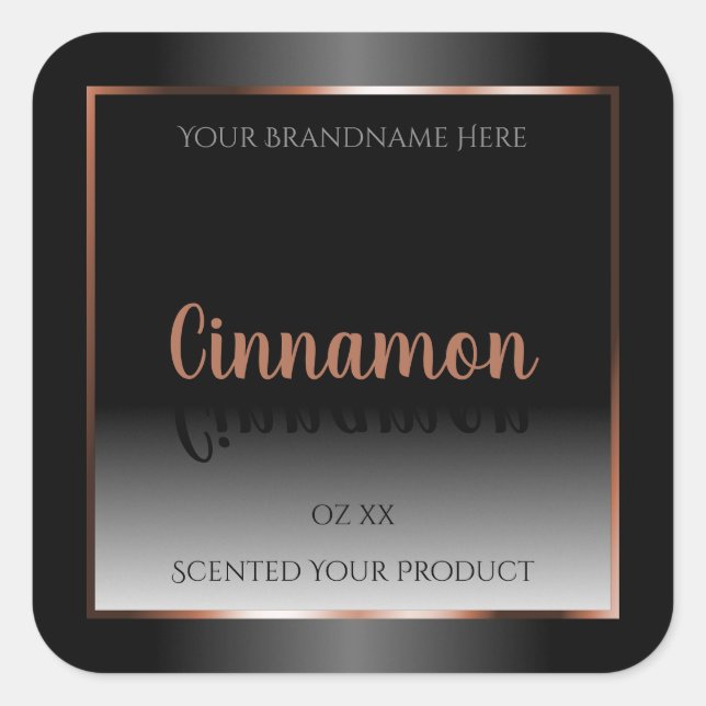 Black White Product Label Shimmery Rose Gold Frame (Front)