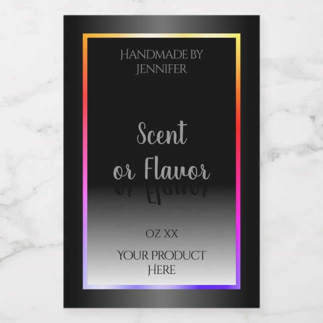 Black White Product Labels Colourful Rainbow Frame (Single Label)
