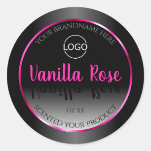 Black White Product Labels Glamour Pink Frame Logo