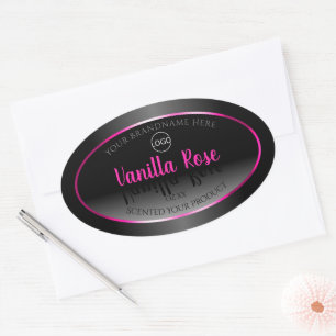 Black White Product Labels Glamour Pink Frame Logo