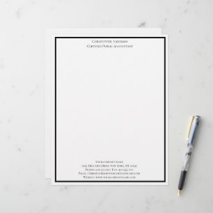 Black White Professional Business Personalized Letterhead