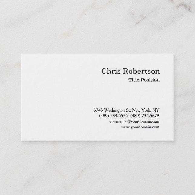 Black White Professional Simple Business Card (Front)