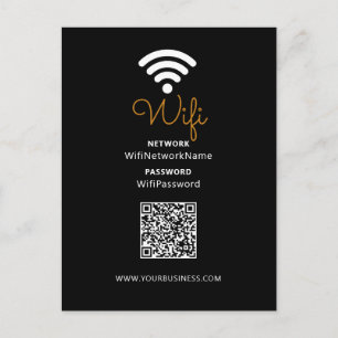 Black & White  Promotional Business Wifi Password  Postcard
