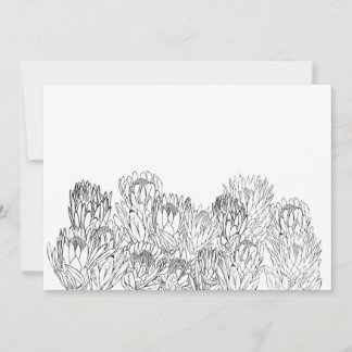 Black & White Protea Sketch Bouquet Invitation