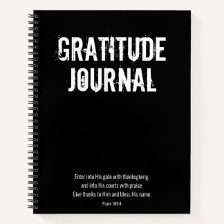 Black White Psalm Bible Verse Gratitude Journal