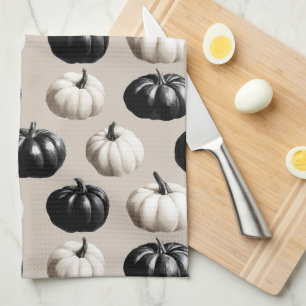 Black & White Pumpkin Fall Design Kitchen Towel