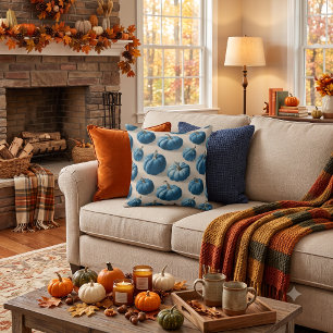 Black & White Pumpkin Fall Design Throw Pillow