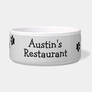 Black & White Puppy Paws Personalized Dog Bowl