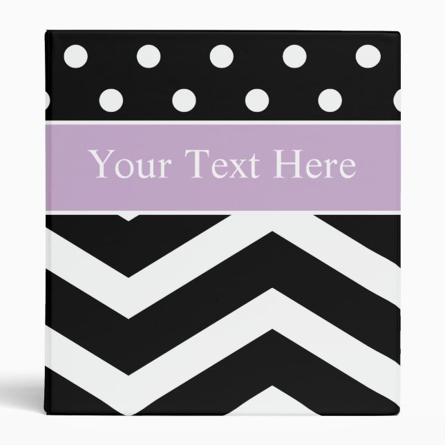 Black White Purple Chevron Custom Binder (Front)