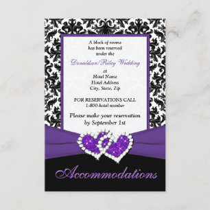 Black White Purple Damask Hearts Enclosure Card