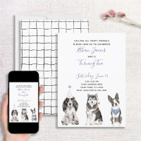 Black White Purple Dog Baby's 2nd Birthday Party