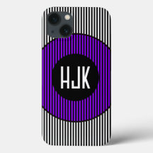 BLACK & WHITE PURPLE STRIP & monogram phone case
