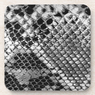 Black White Python Texture Snake Skin Pattern Coaster