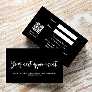 Black white QR business appointment card