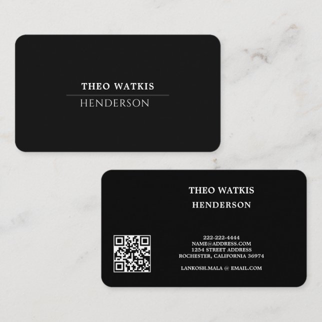 Black white qr cod edit business card (Front/Back)