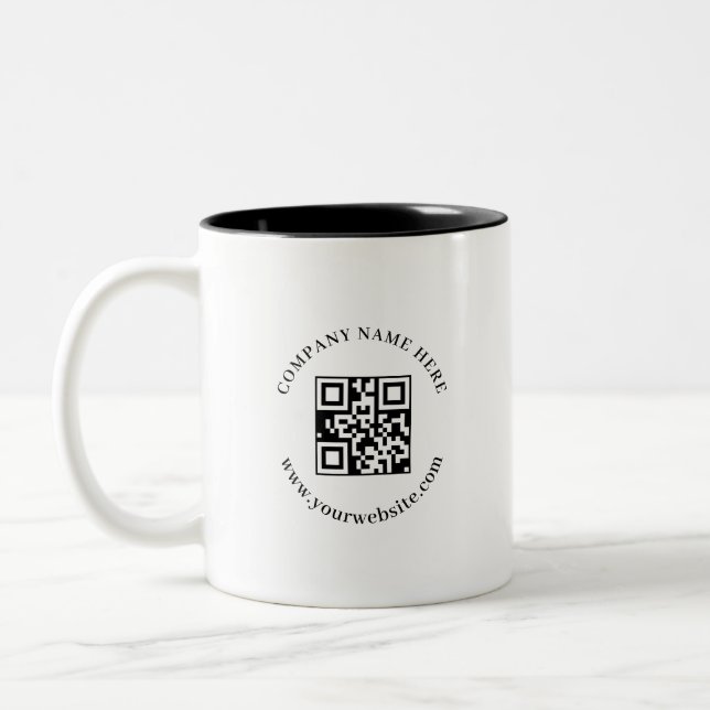 Black White QR Code Business Logo Promo mug (Left)