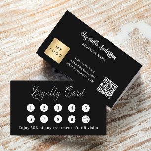 Black white qr code corporate logo loyalty card