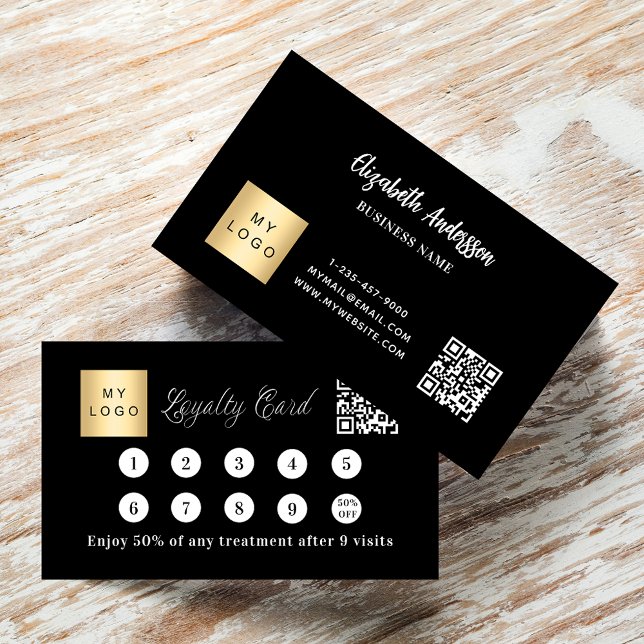 Black white qr code corporate logo loyalty card (Creator Uploaded)