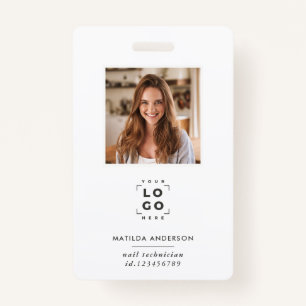 Black white QR code modern minimal photo abstract Badge