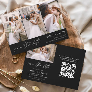 Black White QR Code Modern Save the Date 4 Photo