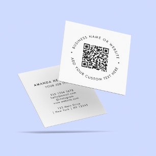 Black White QR CODE Scannable Website Minimal Square Business Card