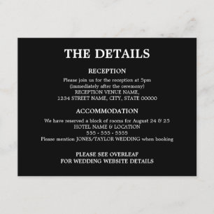 Black White QR Code Wedding Details Enclosure Card