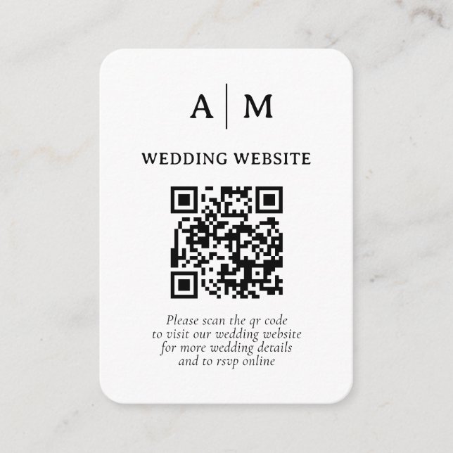 Black & White QR Code Wedding Enclosure Card (Front)