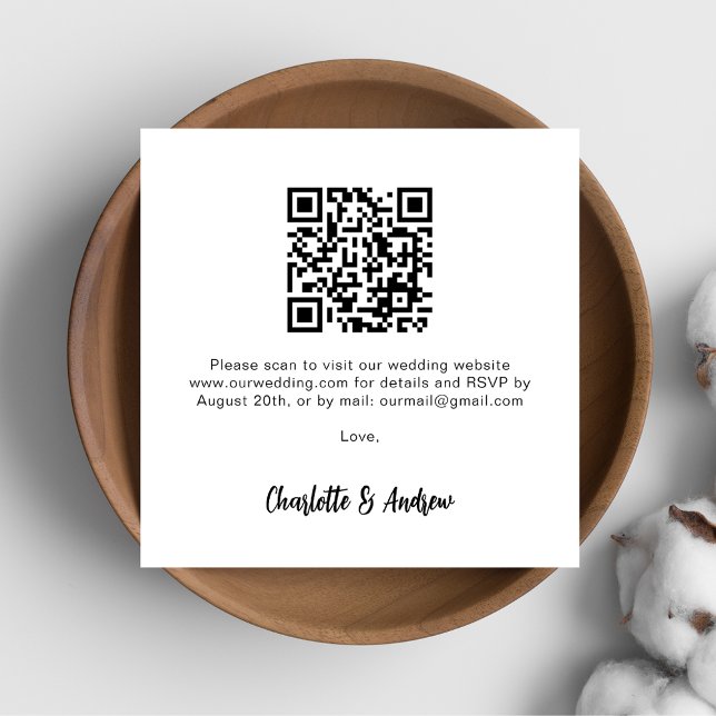 Black white QR code wedding RSVP Enclosure Card (Creator Uploaded)