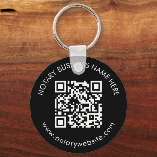 Black & White QR Promotional Notary Logo Branded Keychain