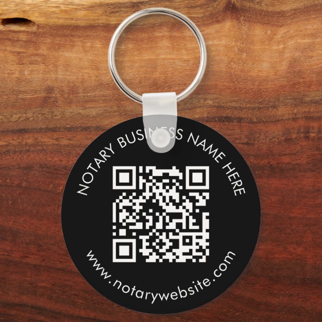Black & White QR Promotional Notary Logo Branded Keychain (Back)