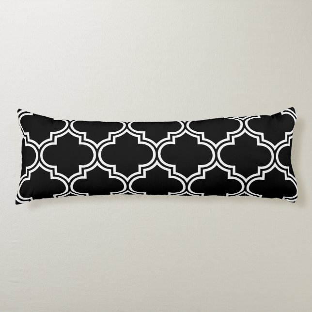 Black & White Quatrefoil Body Pillow (Front)