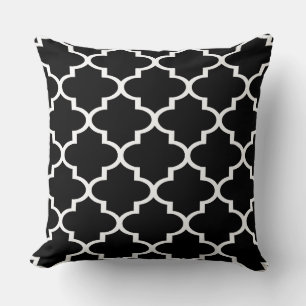 Black White Quatrefoil Lattice Pillow