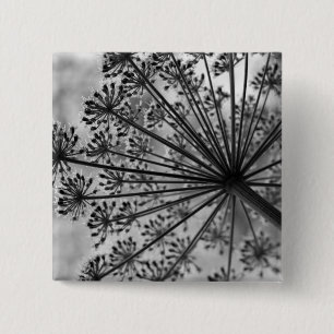 Black & White Queen Anne's Lace 2 Inch Square Button