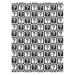 Black White Question Mark Riddle Block Monogram Tablecloth