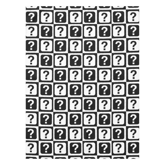 Black White Question Mark Riddle Block Monogram Tablecloth (Front)