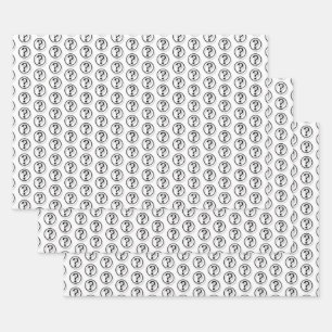 Black White Question Marks Pattern 3D Wrapping Paper Sheet