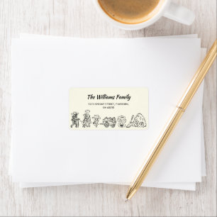 Black & White Quirky Hand Drawn Cowboy Halloween Label