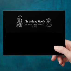 Black & White Quirky Hand Drawn Doodles Halloween Envelope