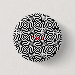 Black White Radiating Pattern Thunder_Cove 1 Inch Round Button