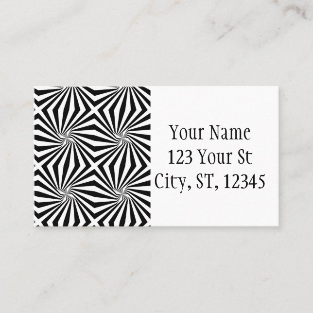 Black White Radiating Pattern Thunder_Cove  Business Card (Front)