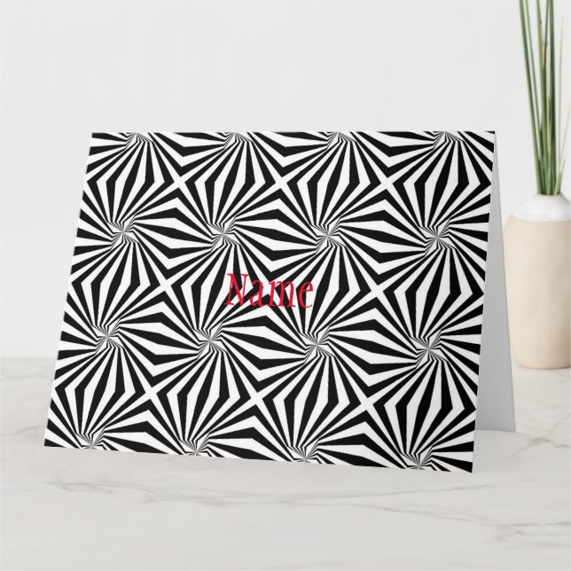 Black White Radiating Pattern Thunder_Cove Card (Front)