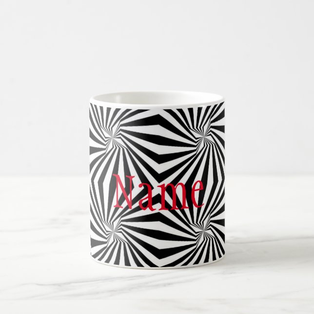 Black White Radiating Pattern Thunder_Cove Coffee Mug (Center)