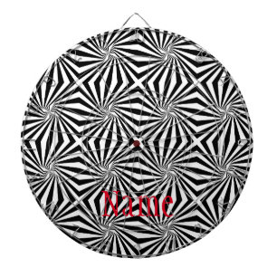 Black White Radiating Pattern Thunder_Cove Dartboard