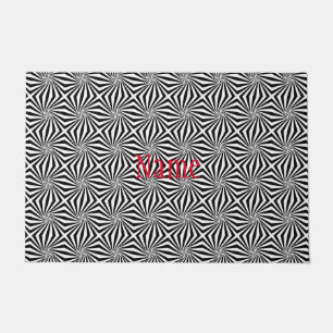 Black White Radiating Pattern Thunder_Cove Doormat
