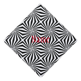 Black White Radiating Pattern Thunder_Cove Graduation Cap Topper