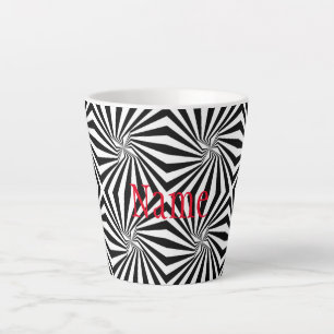 Black White Radiating Pattern Thunder_Cove  Latte Mug