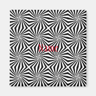 Black White Radiating Pattern Thunder_Cove Magnet